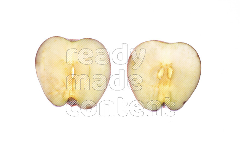 Apple slices on illuminated white background
