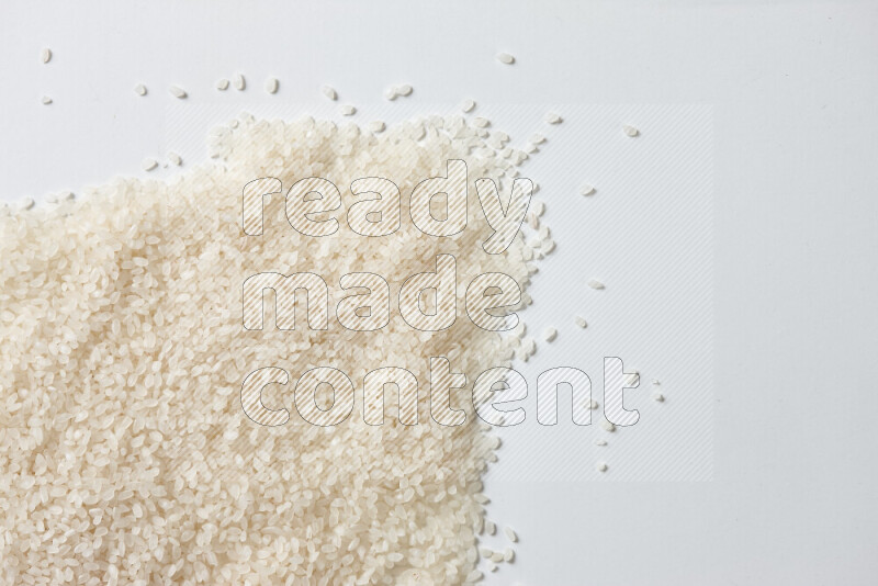 White rice on white background