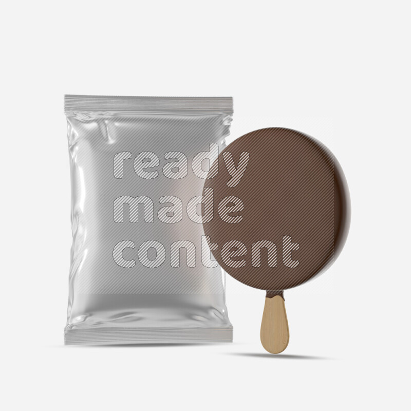Chocolate ice cream stick mockup isolated on white background 3d rendering