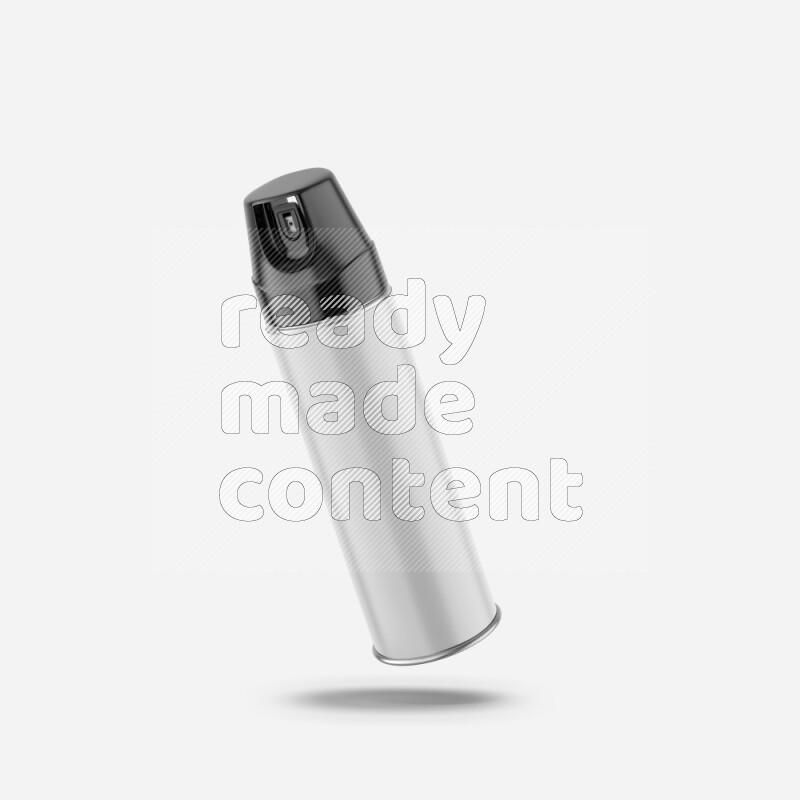 Metal spray bottle mockup with colored plastic cap isolated on white background 3d rendering