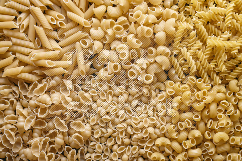 6 types of pasta filling the frame