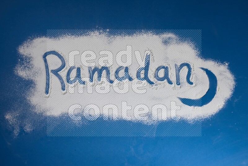 A word written with white powder on blue background