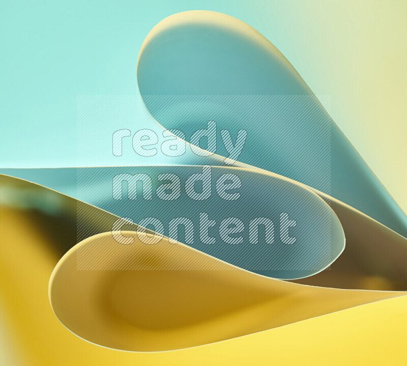 An abstract art of paper folded into smooth curves in green and yellow gradients
