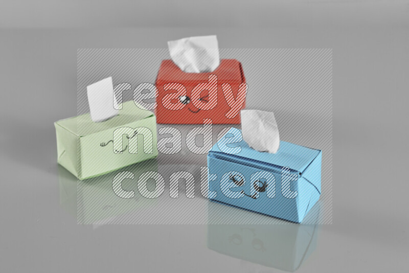 Origami tissue box on grey background
