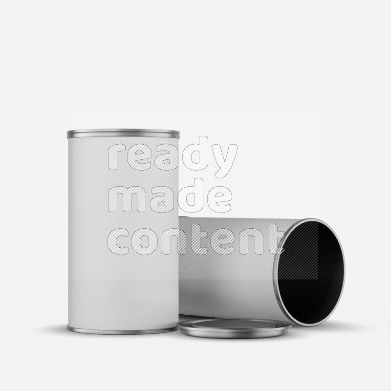 Paper tube mockup with matte label and metal lid isolated on white background 3d rendering