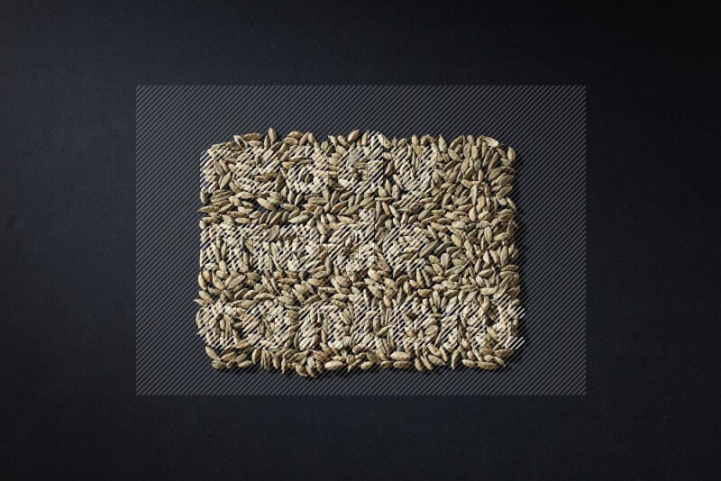 حبوب الهيل على شكل مستطيل على خلفية سوداء