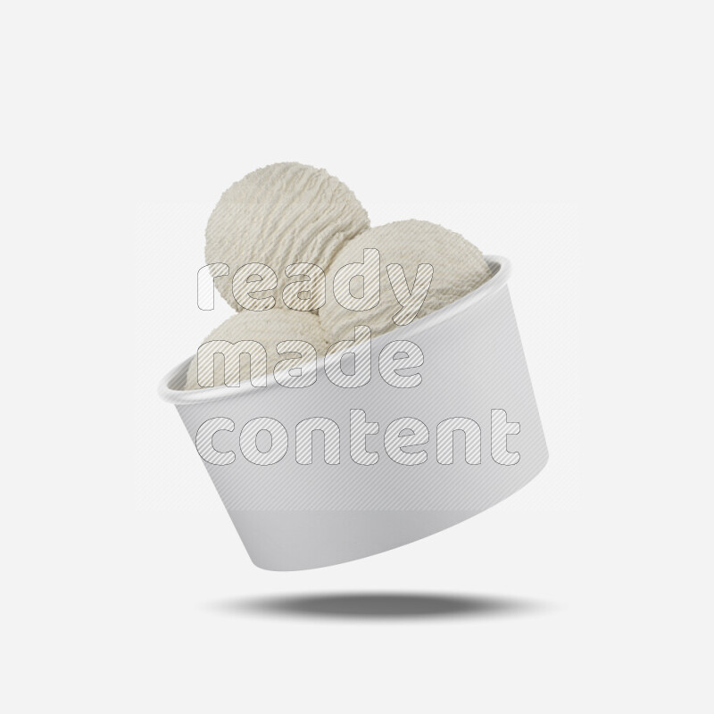 Ice cream in a white rough paper cup mockup isolated on white background 3d rendering