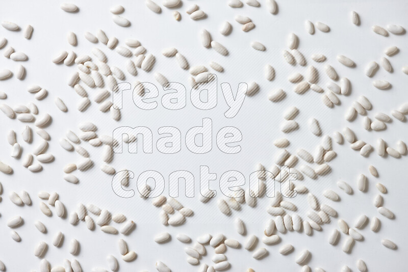 White beans on white background