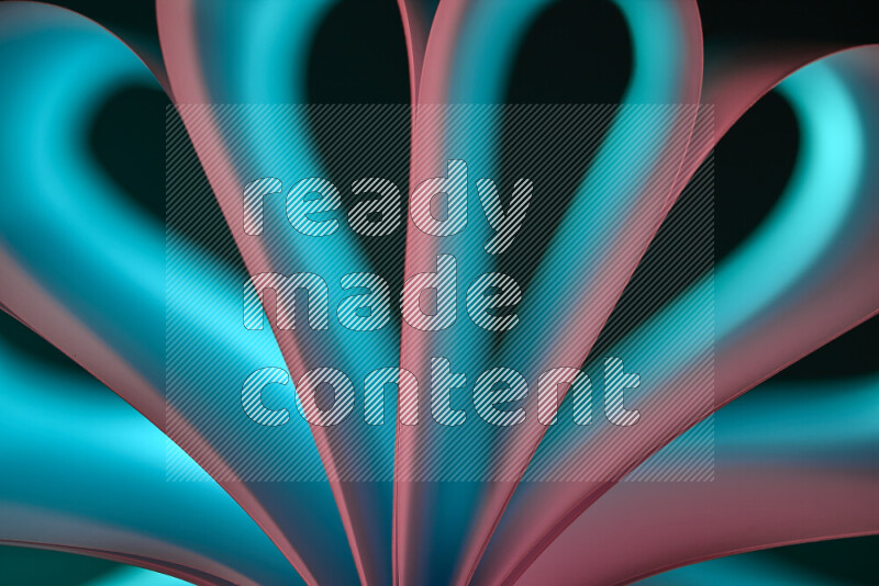 An abstract art piece displaying smooth curves in blue and pink gradients created by colored light