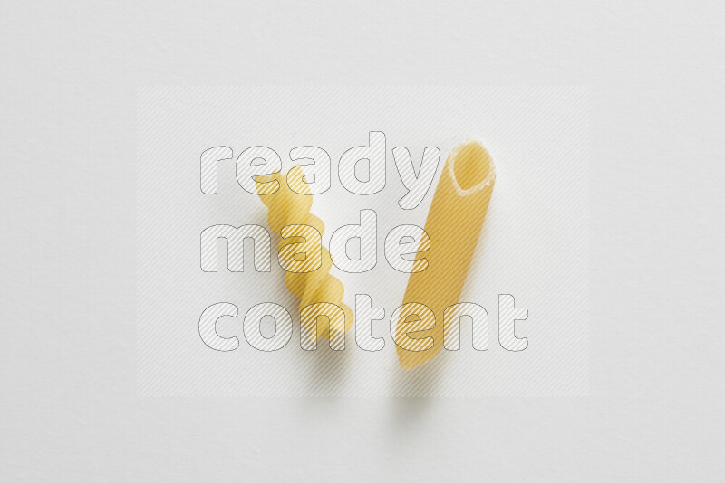 Different pasta types on white background