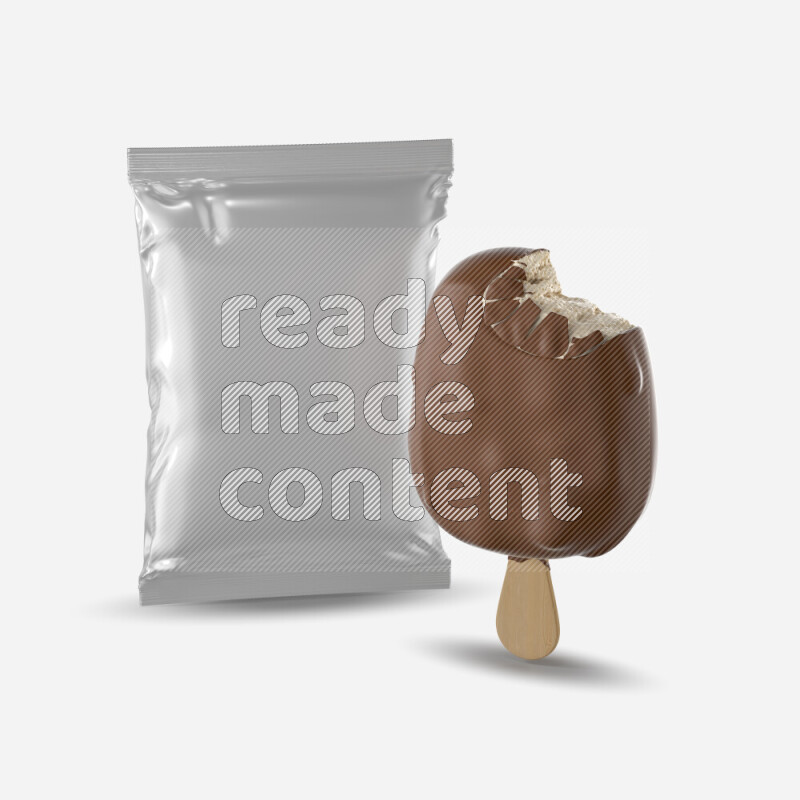 Chocolate ice cream stick mockup isolated on white background 3d rendering