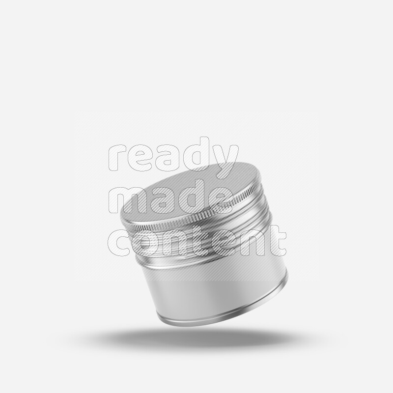 Round metallic tin can mockup with label and screw top lid isolated on white background 3d rendering