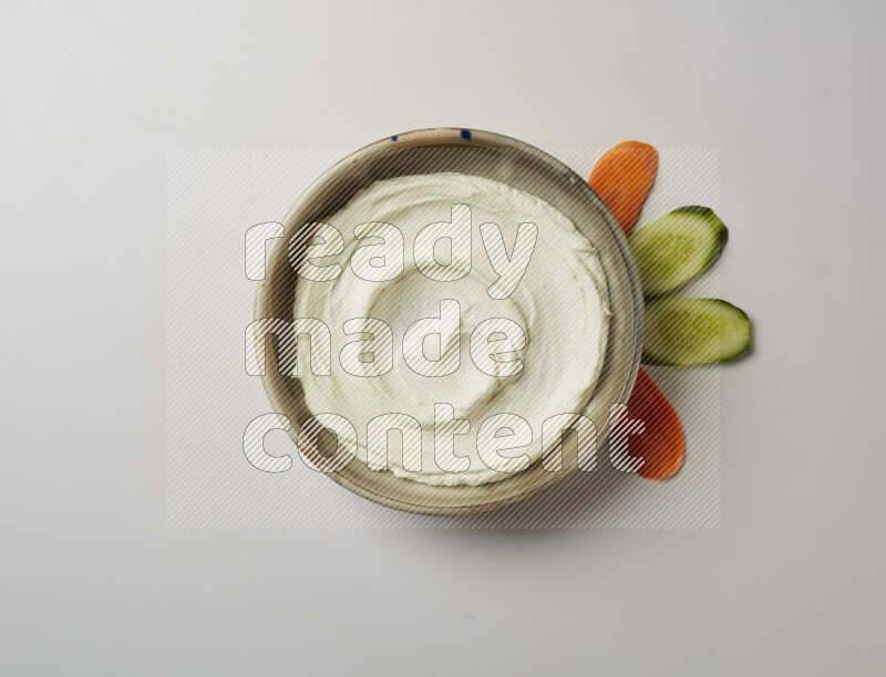 Plain Lebnah  in a grey pottery plate on a white background
