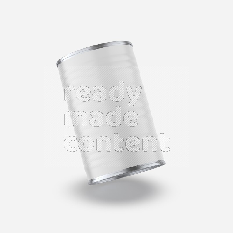 Glossy metallic tin can mockup with white blank label isolated on white background 3d rendering