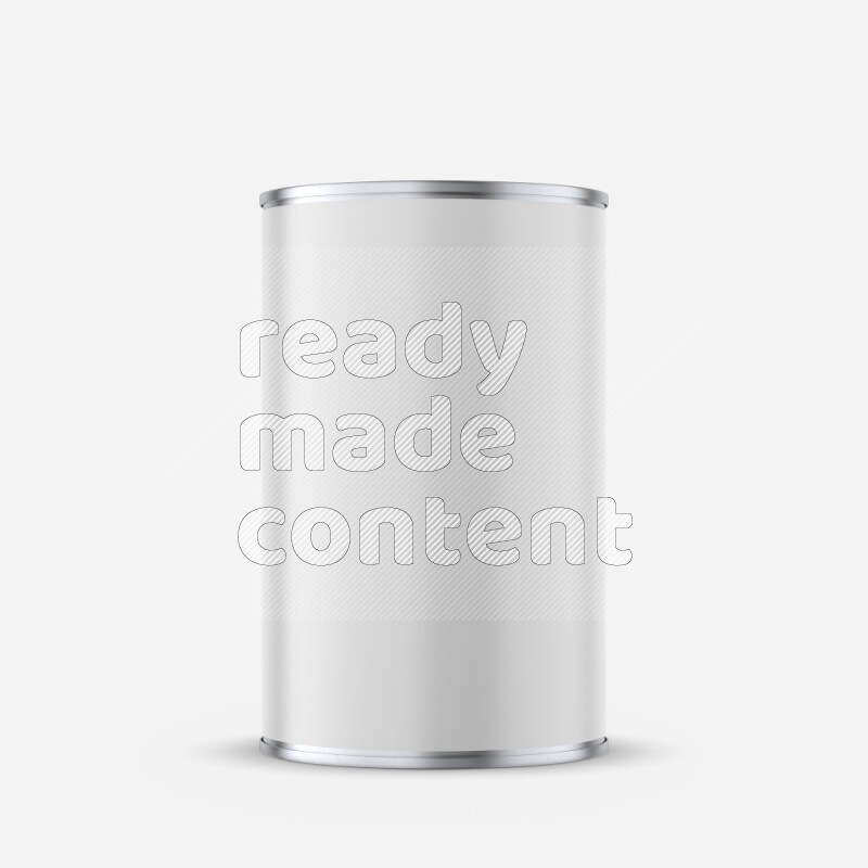 Glossy metallic tin can mockup with white blank label isolated on white background 3d rendering