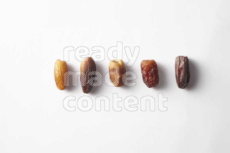 Different types of dates on white background