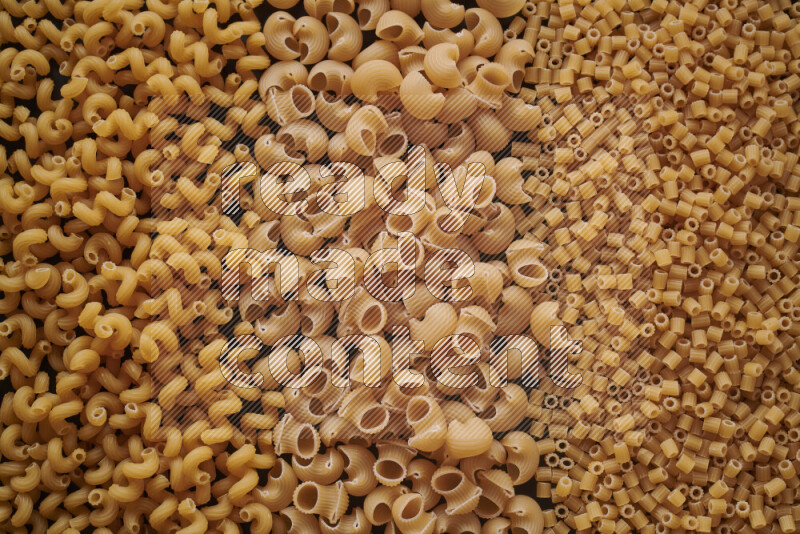 3 types of pasta filling the frame