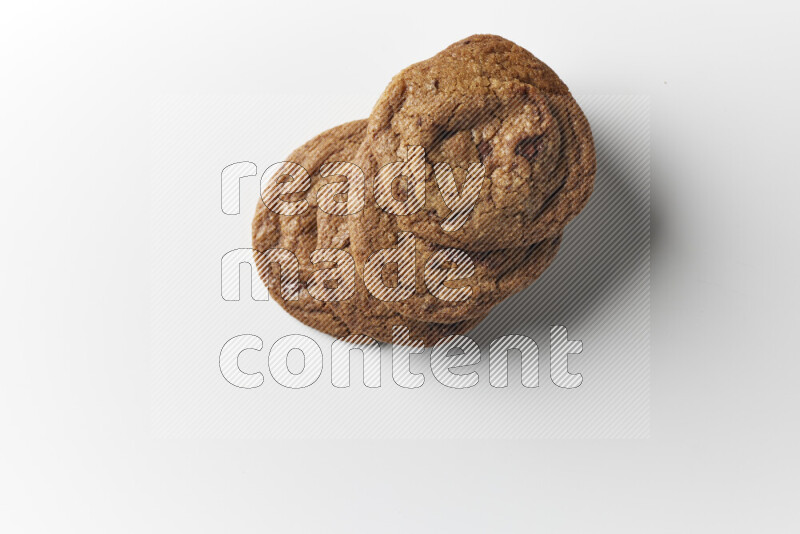 Chocolate chips cookies on a white background