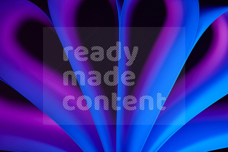 An abstract art piece displaying smooth curves in blue and purple gradients created by colored light