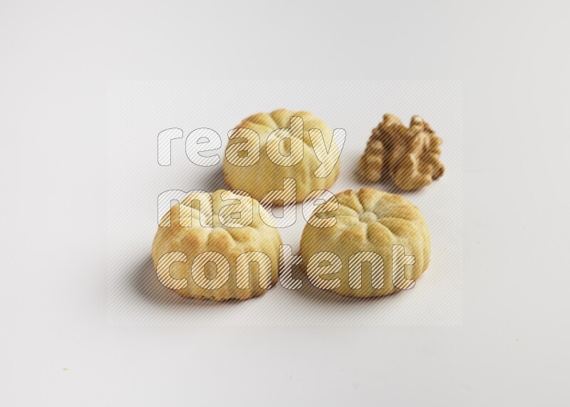 Three Pieces of Maamoul direct on white background