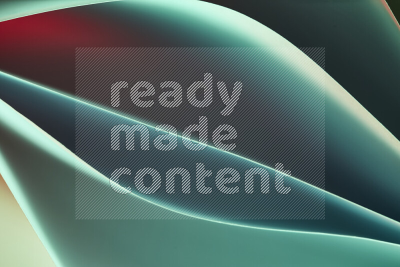 This image showcases an abstract paper art composition with paper curves in green and red gradients created by colored light