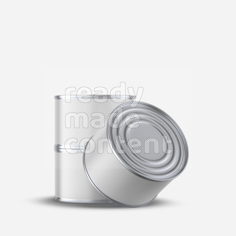 Glossy metallic tin can mockup with white blank label isolated on white background 3d rendering
