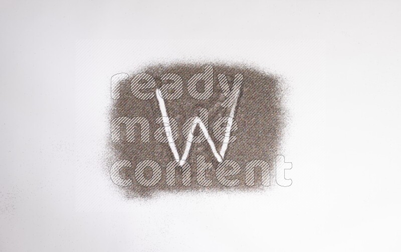 Alphabets written with glitter on white background