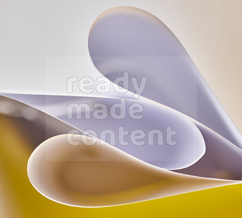 An abstract art of paper folded into smooth curves in white and yellow gradients