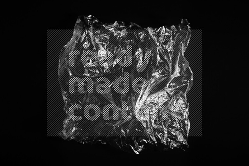 Transparent plastic textures on black background