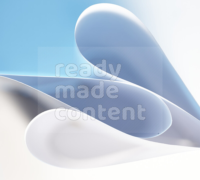 An abstract art of paper folded into smooth curves in white and blue gradients