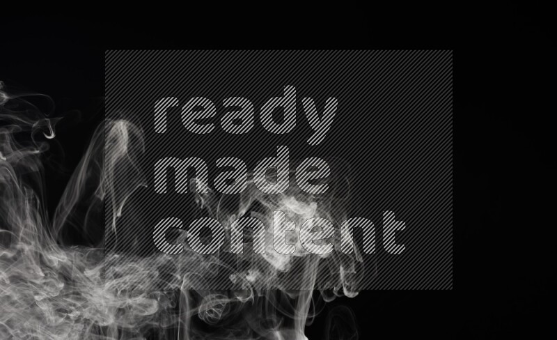 irregular white smoke on black background.