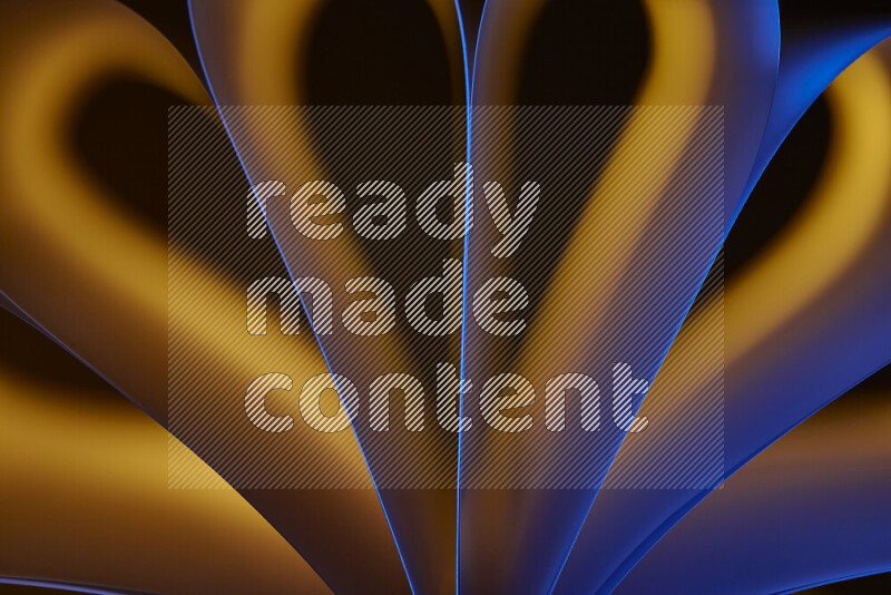 فن تجريدي يعرض منحنيات وتدرجات اللون الأصفر والأزرق مكونه بضوء ملون