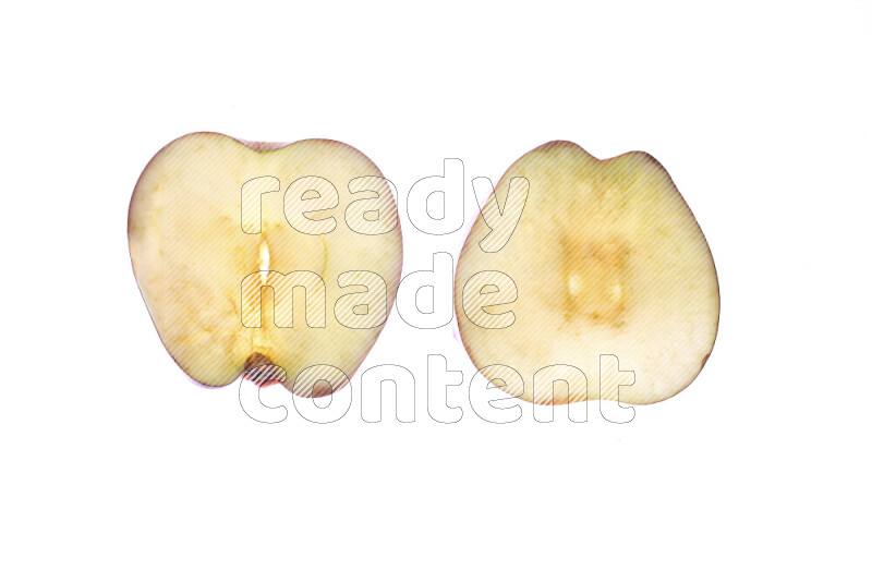 Apple slices on illuminated white background