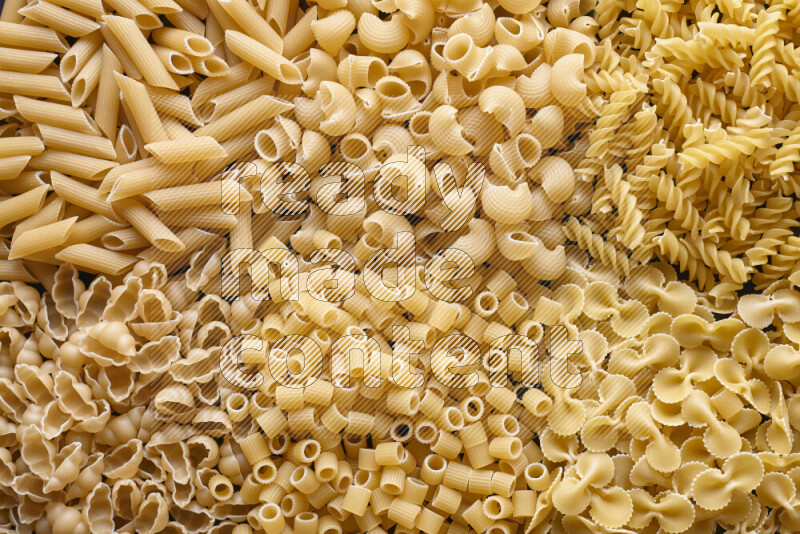 6 types of pasta filling the frame