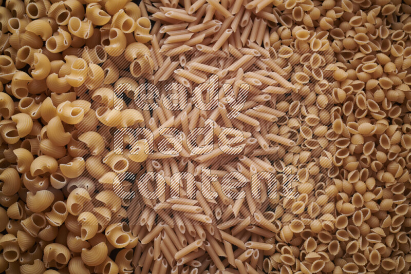 3 types of pasta filling the frame