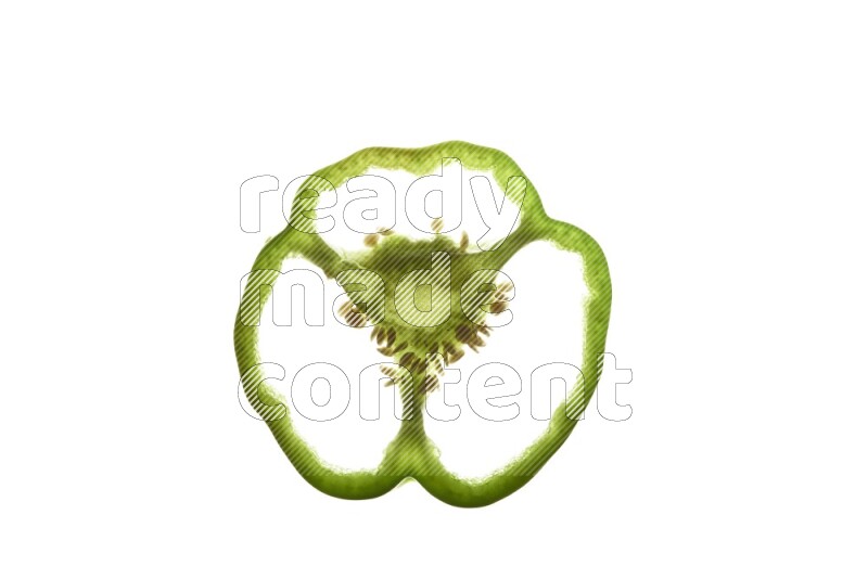 Green bell pepper slices on illuminated white background