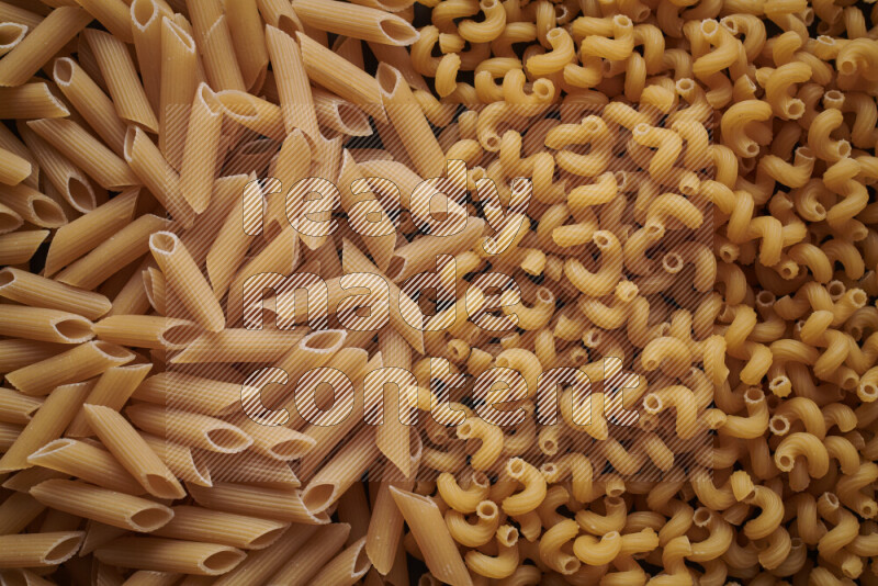 2 types of pasta filling the frame
