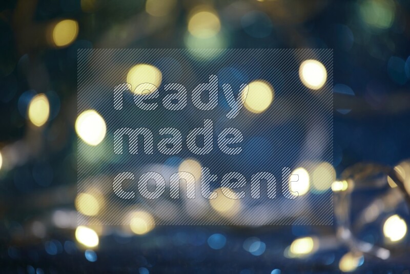 Bokeh light in yellow with blue background