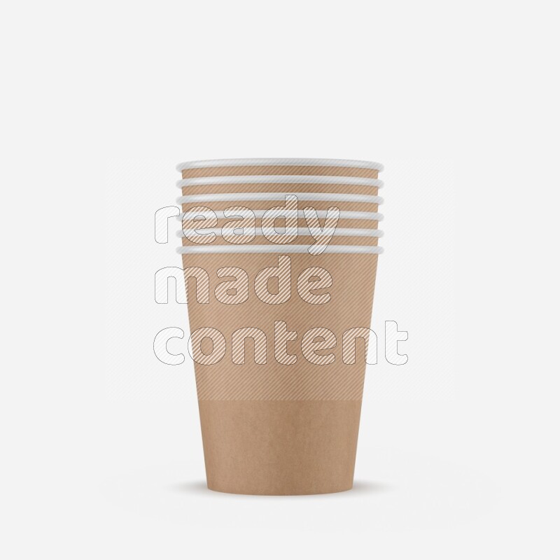 Set of matte paper cups mockup isolated on white background 3d rendering