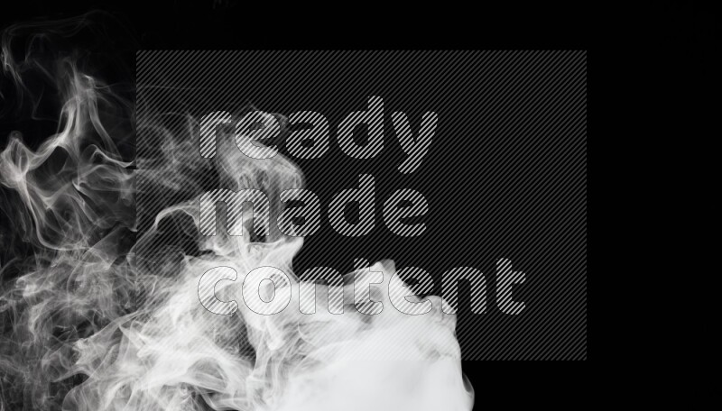 irregular white smoke on black background.