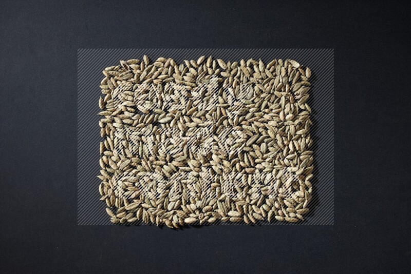 حبوب الهيل على شكل مستطيل على خلفية سوداء