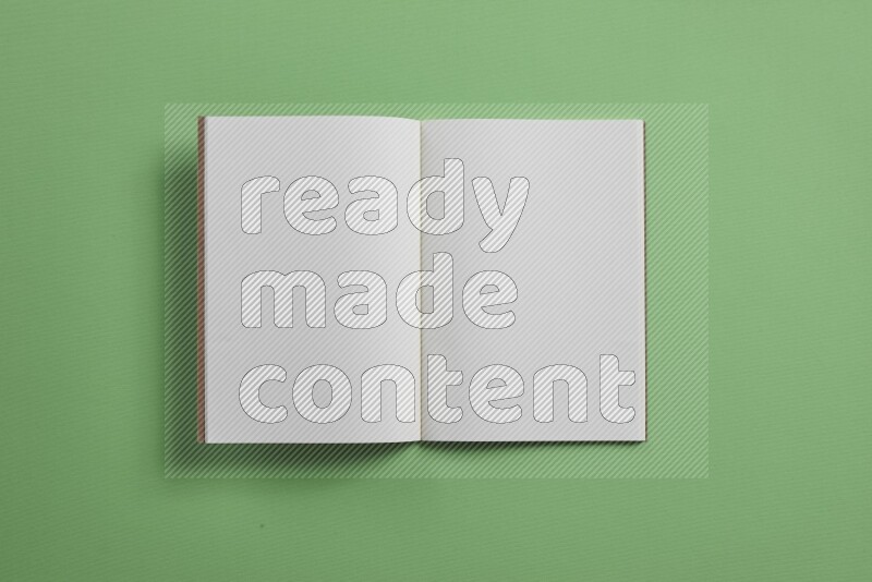 A blank open notebook on green background