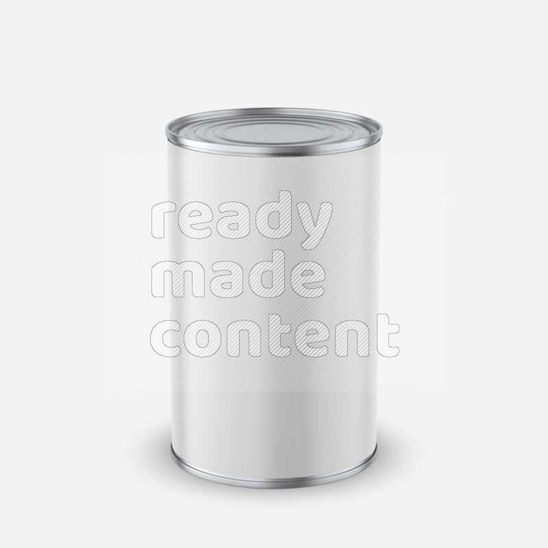Glossy metallic tin can mockup with white blank label isolated on white background 3d rendering