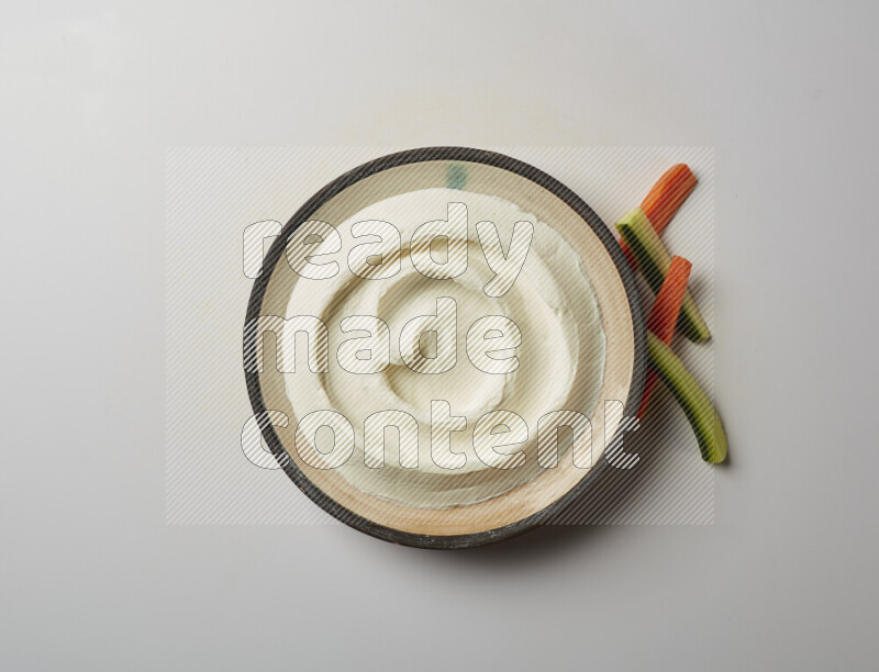 plain Lebnah in a pottery plate on a white background